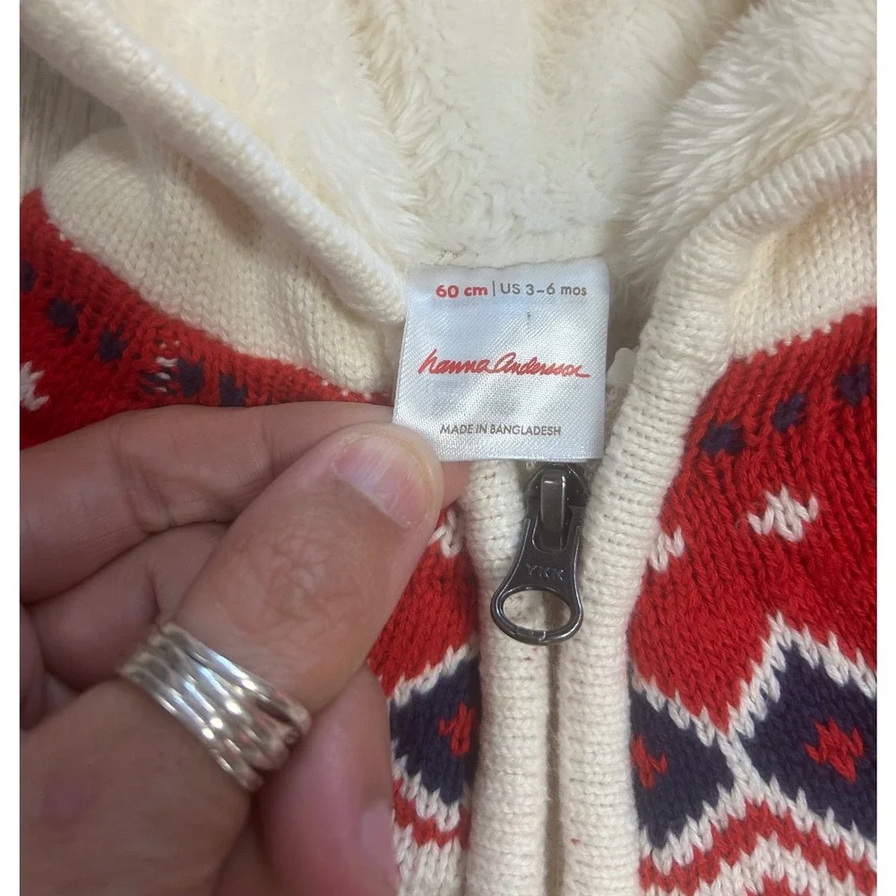 HANNA ANDERSSON YULETIDE FAIRISLE ZIP GNOME SWEATER‎ JACKET  60 3-6M MSRP$72